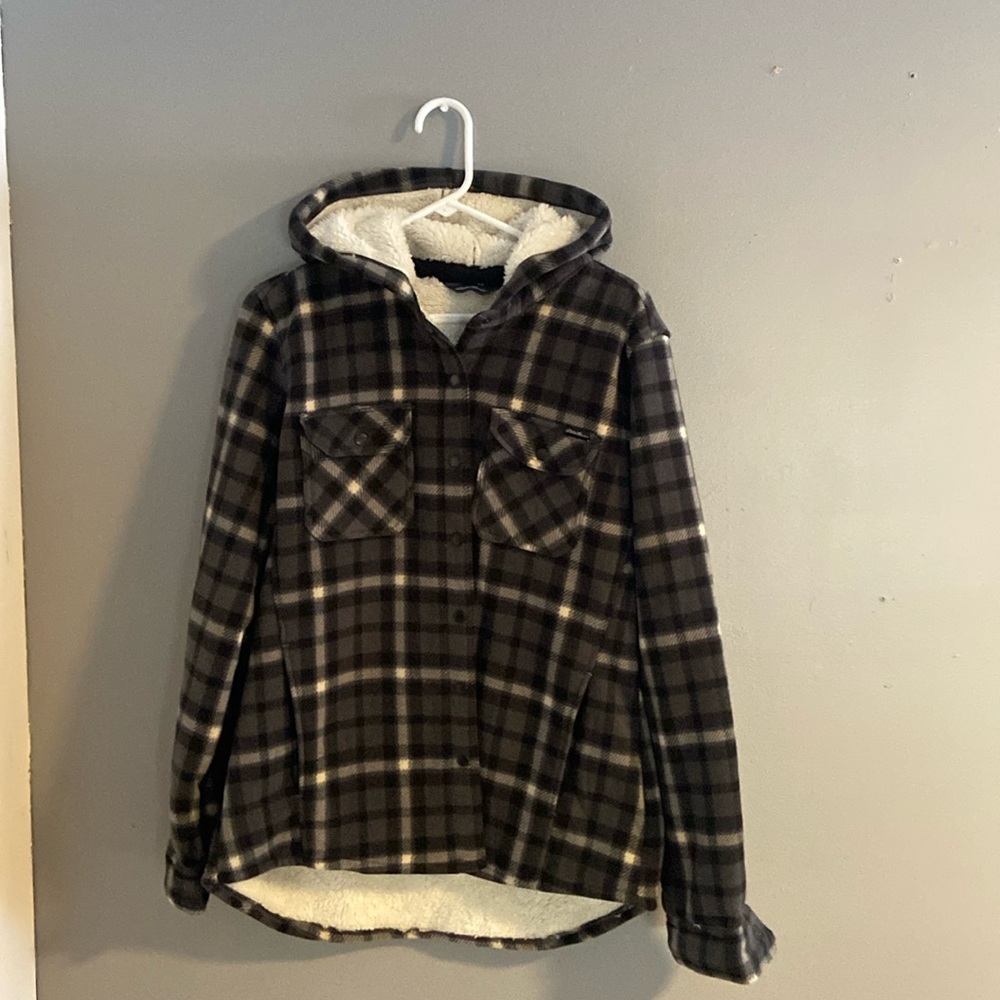 Eddie Bauer plaid jacket. Fleece outside, Sherpa lined. Size xl, ladies